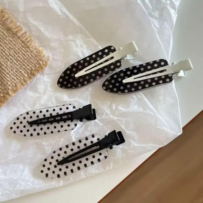 Pinces à cheveux Vintage à pois noirs et blancs