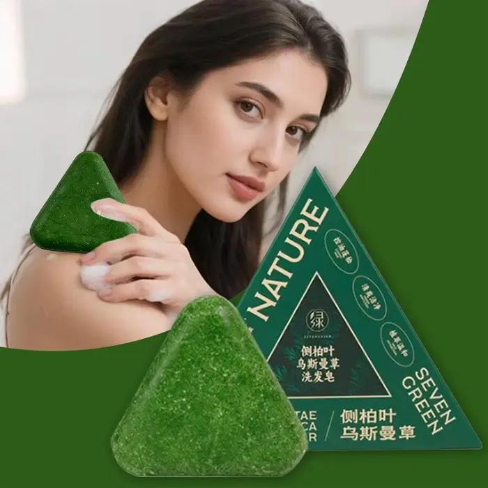 Savon Shampooing Usman Grass & Platycladi Traitement Naturel pour la Croissance des Cheveux Anti-Chute Renforce les Racines Cuir Chevelu Sain Barre Capillaire aux Herbes