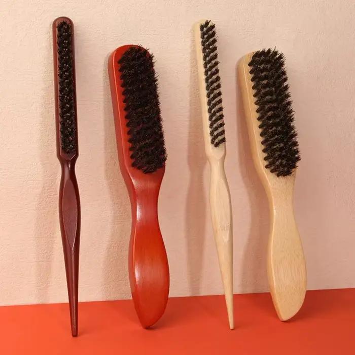 Ensemble de brosses à cheveux en poils de sanglier pour hommes et femmes, peigne à barbe, brosse à pommade, peigne pour taquiner les cheveux, outil de coiffure volumisant, peigne pour Salon de maison