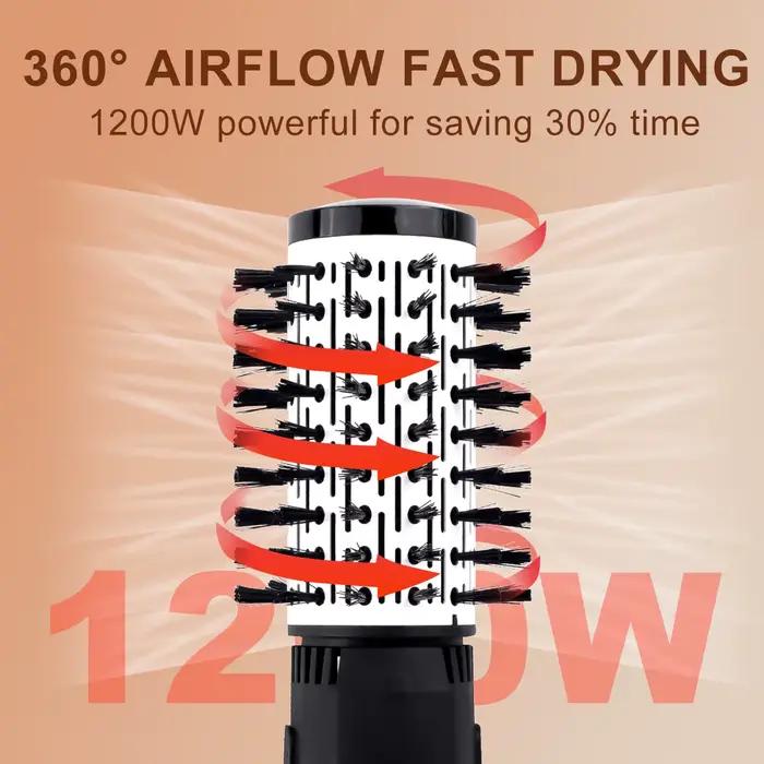 Hatteker EU 4 têtes brosse à Air chaud sèche-cheveux vent fort électrique lisseur bigoudi rouleau peigne souffleur outil de coiffure pour femme
