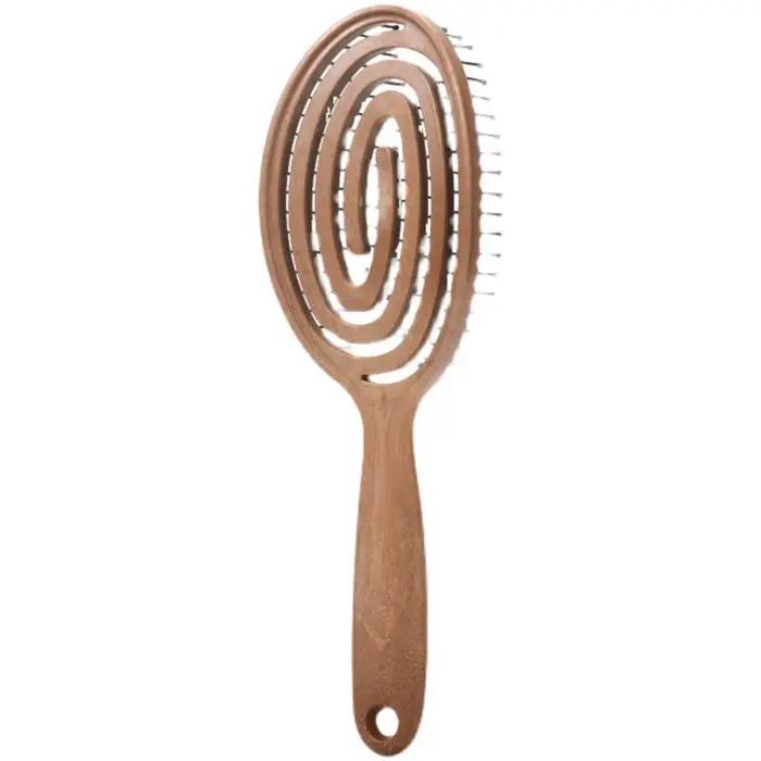 1 pièce Brosse à cheveux ronde démêlante en poils de sanglier pour le volume