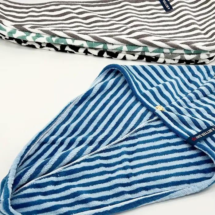 Serviette sèche pour cheveux en microfibre rayée
