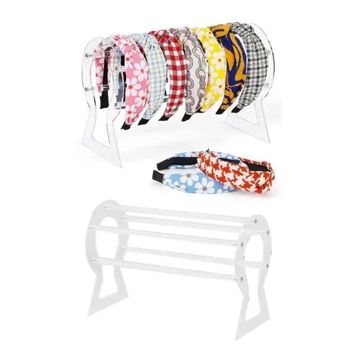 Support de rangement multifonctionnel en acrylique transparent pour serre-têtes et accessoires capillaires