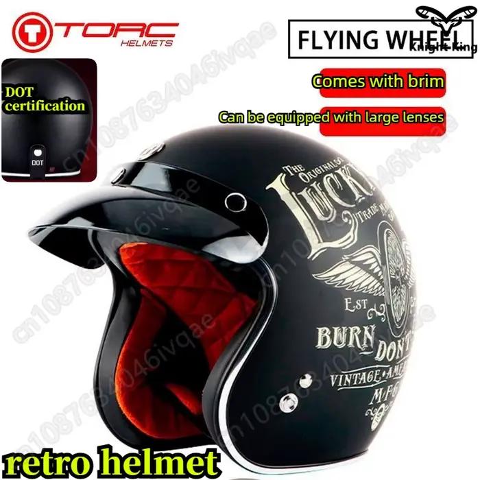 Casque de moto rétro TORC T50 pour hommes et femmes, casque demi-coque homologué DOT, idéal pour la conduite estivale en scooter ou moto