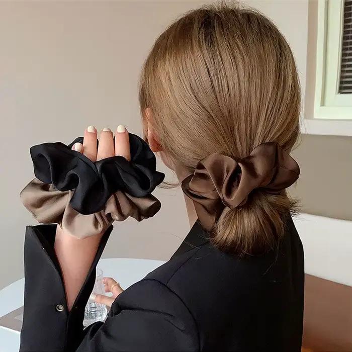 Chouchous en Satin de soie pour femmes, 1 pièce, élastiques coréens pour dames et filles, bandeau pour queue de cheval, accessoires pour cheveux