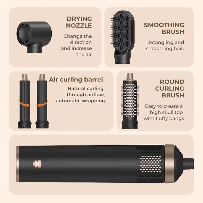 Brosse souffleur d'air 5 en 1