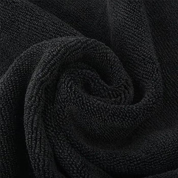 Serviette de Salon de coiffure en microfibre noire