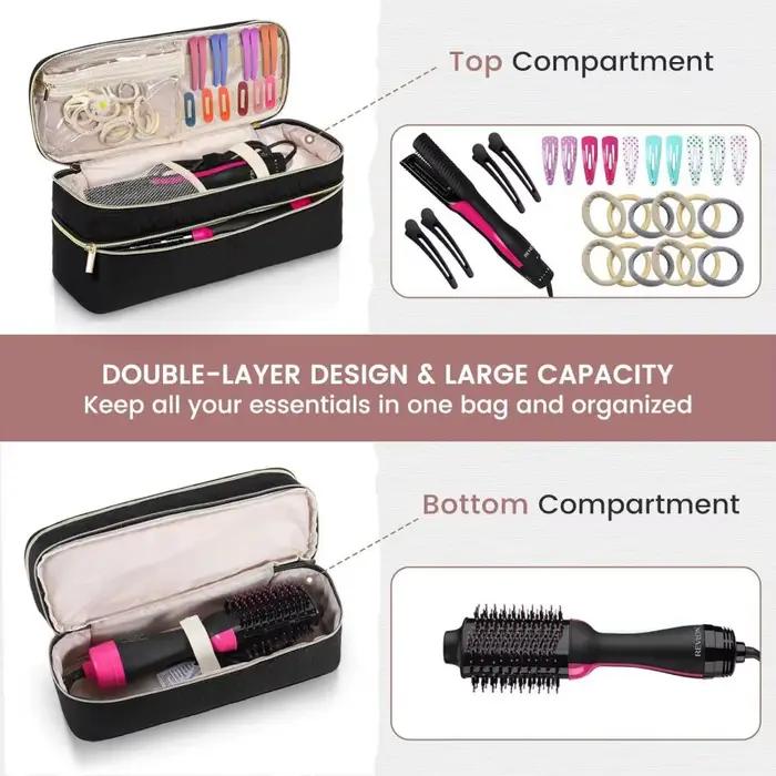 Étui de voyage double couche compatible avec REVLON One Step Blow sèche-cheveux brosse volumateur Original et Styler (sac uniquement)