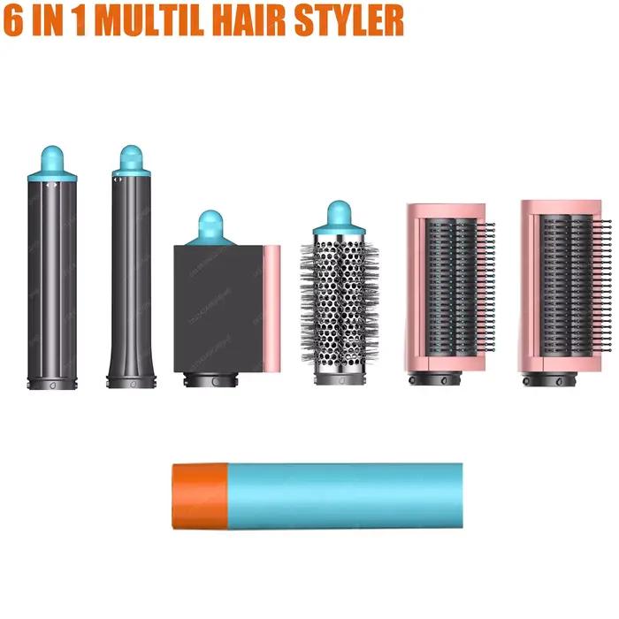 6 en 1 Multi Styler nouveau Design sèche-cheveux cylindre de cheveux peigne avec 30/40mm baril de friser automatique