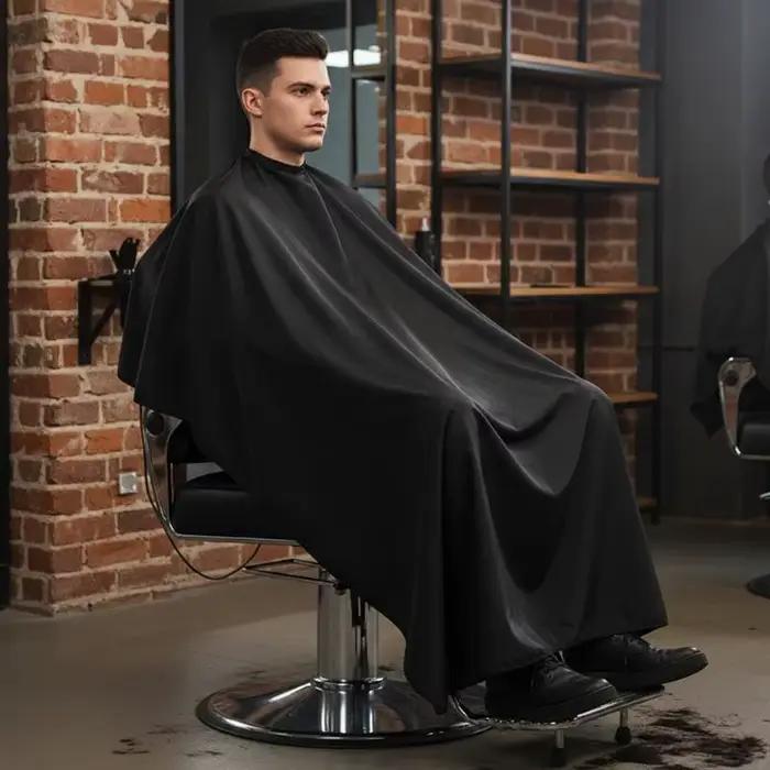 Cape de coiffure professionnelle avec fermeture à pression réglable