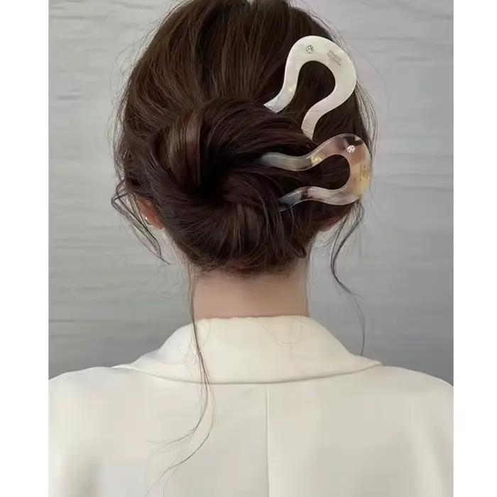 2025 nouvel accessoire de cheveux tempérament Simple en forme de U acétate épingle à cheveux ronde épingle à cheveux chignon en forme de cheveux rond accessoire de cheveux
