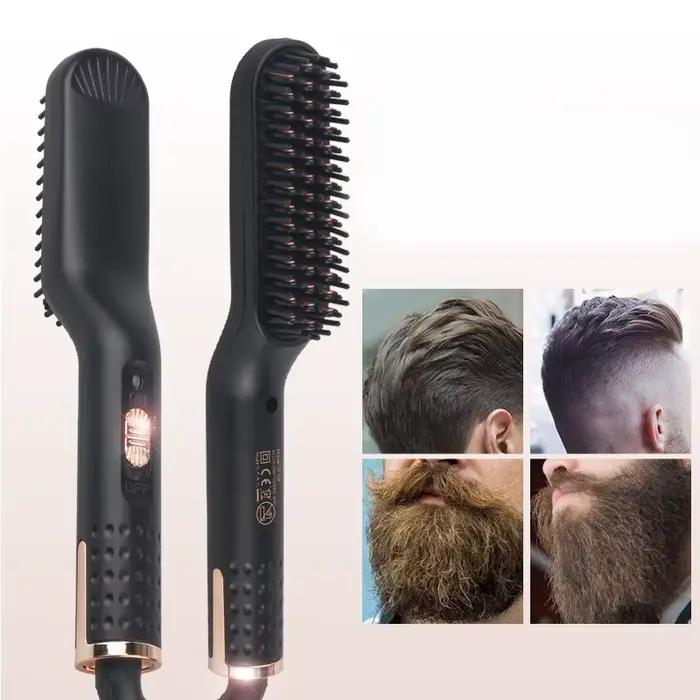 Brosse peigne électrique multifonction pour cheveux et barbe, lisseur et boucleur, outils de coiffage à chauffage rapide