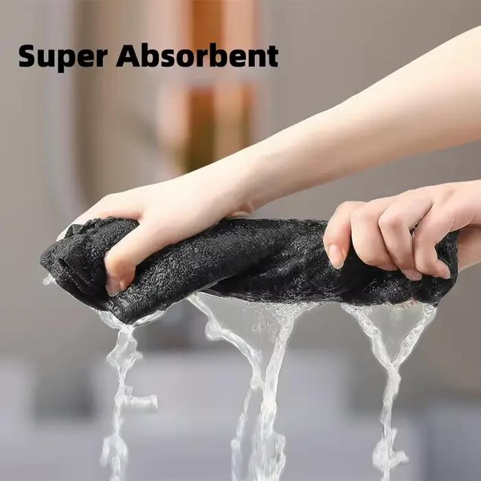 Ensemble de serviettes de séchage pour cheveux en microfibre noire