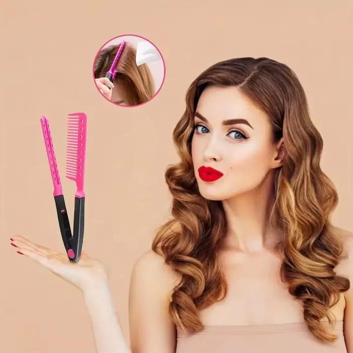 WANMEI 1/2 pièces en forme de peigne à cheveux raides en plastique démêlant