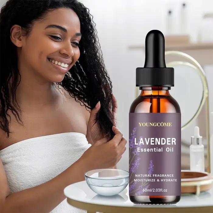 Huile de lavande biologique 40/60 ml pour cheveux et visage – Peau sèche hydratante
