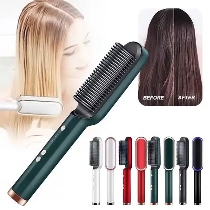 Brosse à lisser électrique PTC pour femme