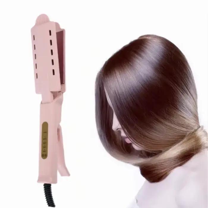 Lisseur de cheveux rose à quatre réglages de température