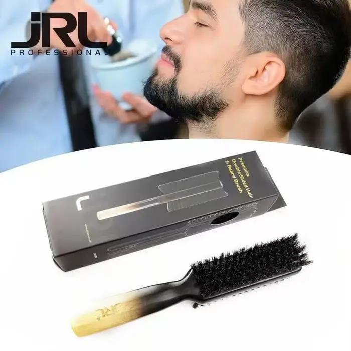 JRL Vintage barbier pommade brosse à cheveux pour hommes avec manche en bois barbe Double face poils de sanglier purs