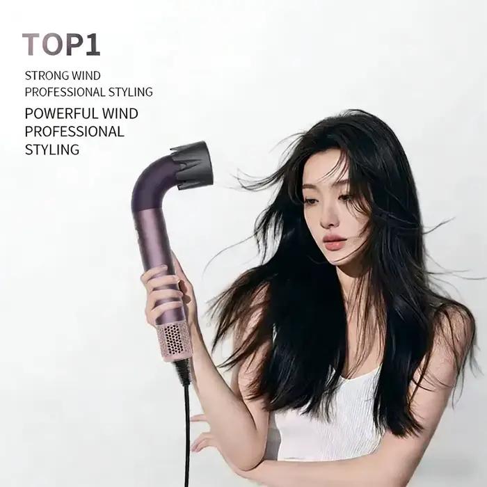 Sèche-cheveux professionnel 5 en 1 à grande vitesse avec tube incurvé