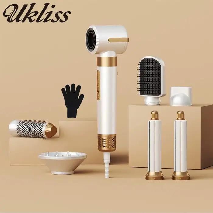 Sèche-cheveux brosse 7-en-1 UKLISS sans balais haute vitesse avec diffuseur