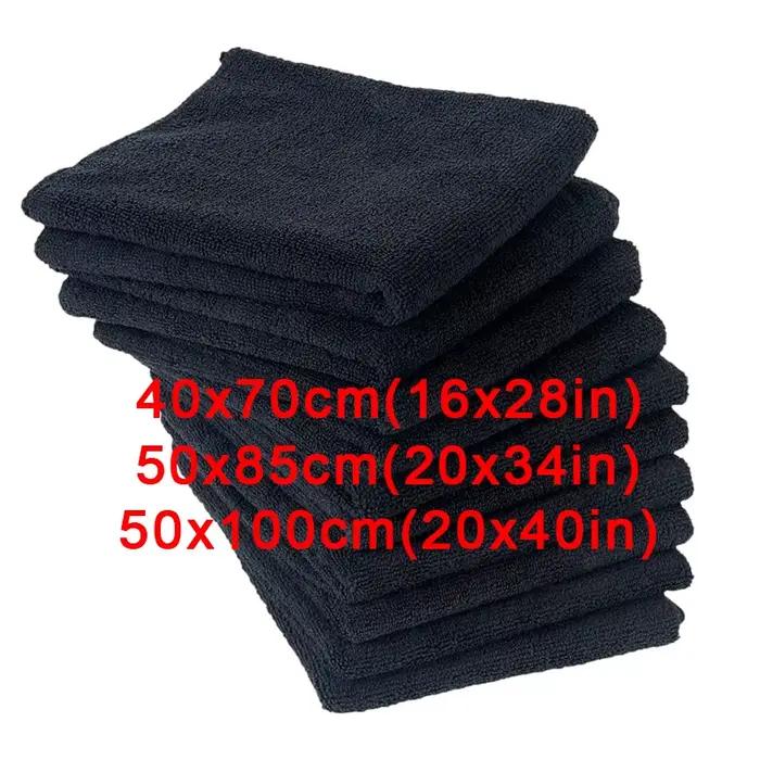 Serviette de Salon de coiffure en microfibre noire