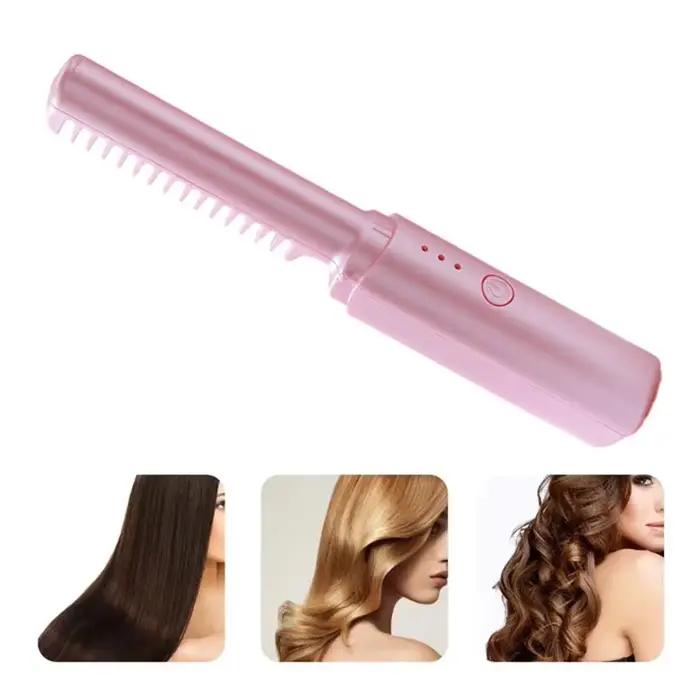 Brosse à lisser les cheveux 3 niveaux 60s Anti-brûlure chaleur sans fil peigne chaud Rechargeable 4000mAh batterie