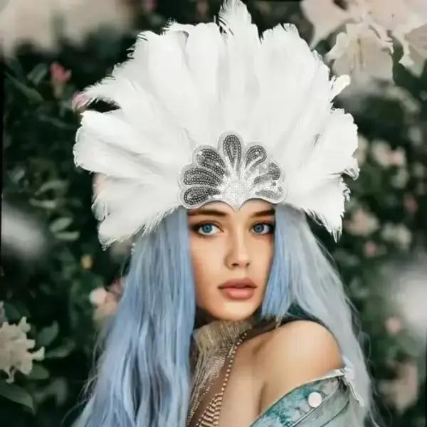 Hotselling carnaval fête plume bandeaux pour femmes Cosplay spectacle de danse coiffure indien