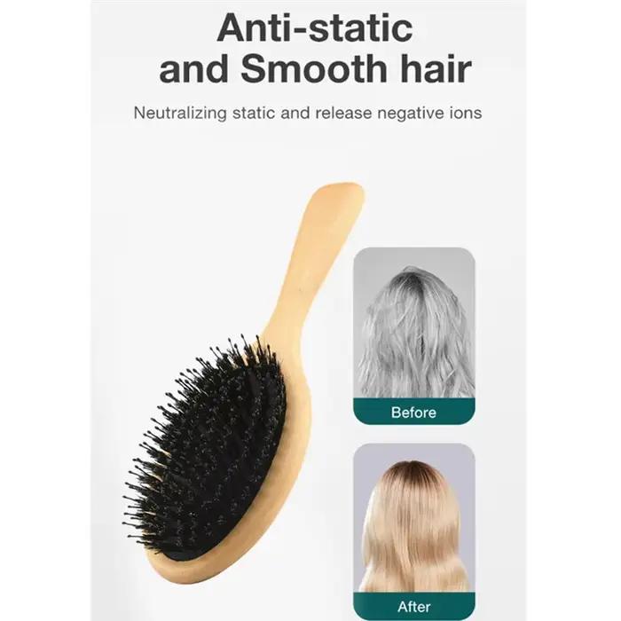 Brosse à cheveux en poils de sanglier peigne en hêtre naturel