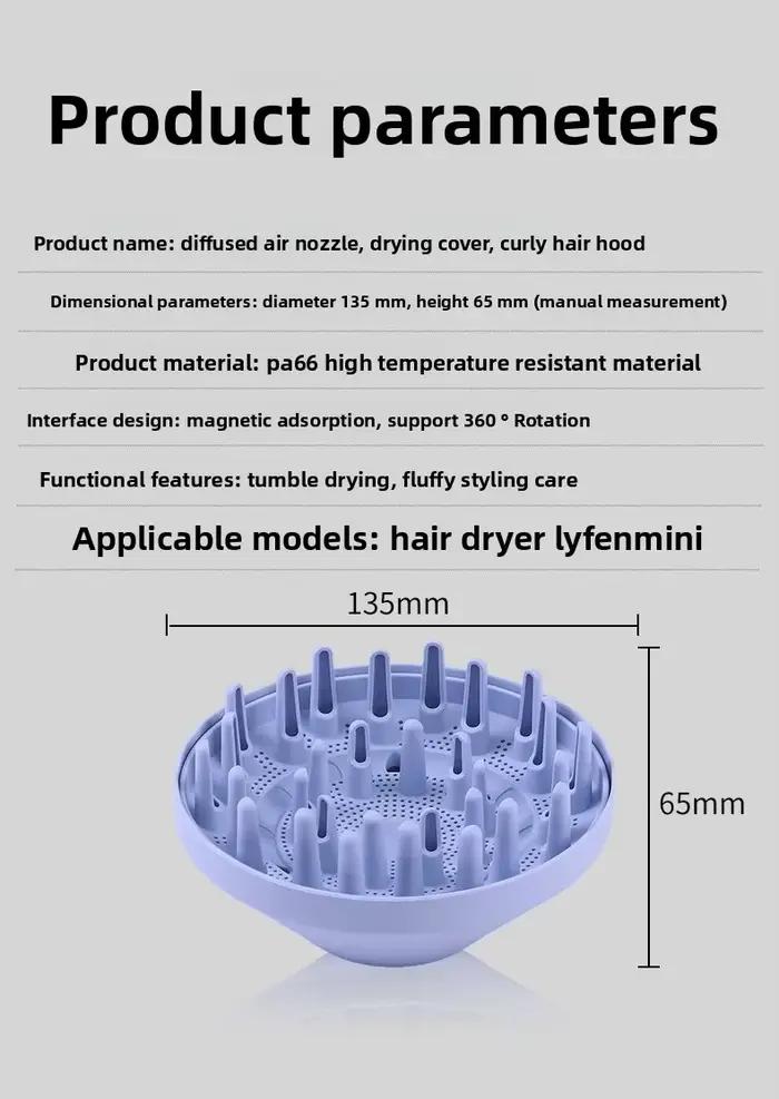Hotte de séchage et accessoire diffuseur moelleux adapté aux sèche-cheveux Laifen Mini/MiniLite