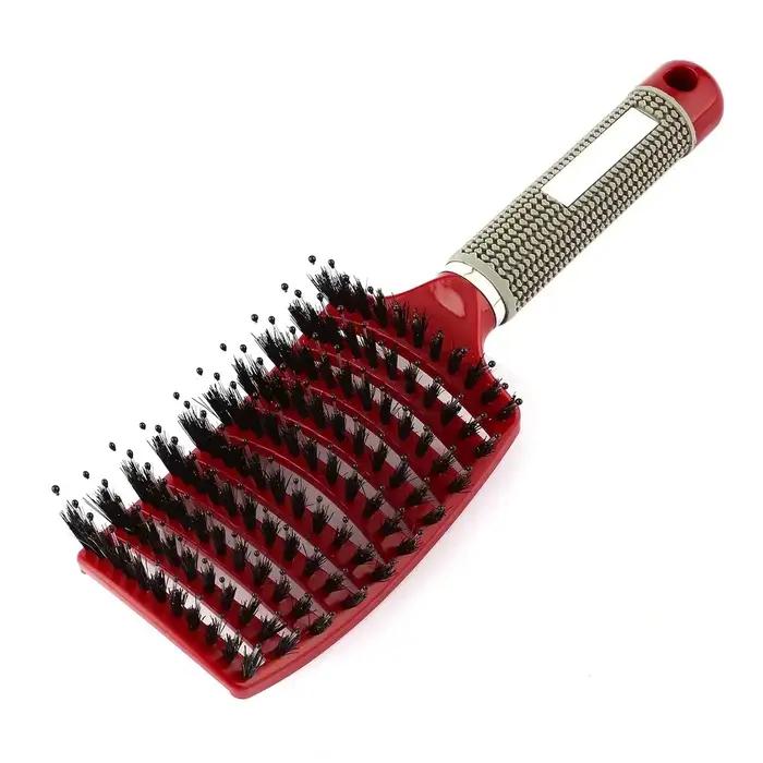 Brosse à cheveux professionnelle en poils de sanglier incurvés