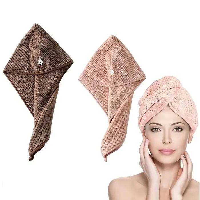 Serviette de séchage des cheveux en microcarence avec bouton