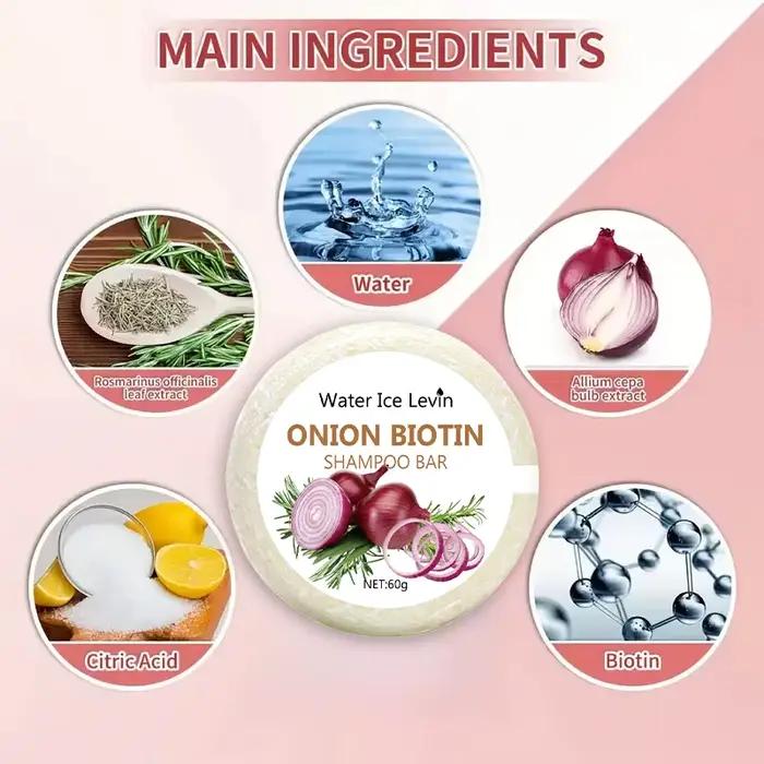 Shampooing solide à l'oignon et à la biotine - 60g