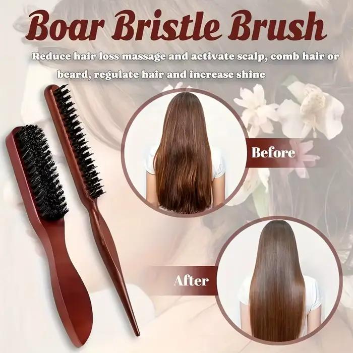 WANMEI 1/2 pièces brosse à cheveux Premium avec manche en bois-réduit les frisottis et la statique-ensemble de brosses