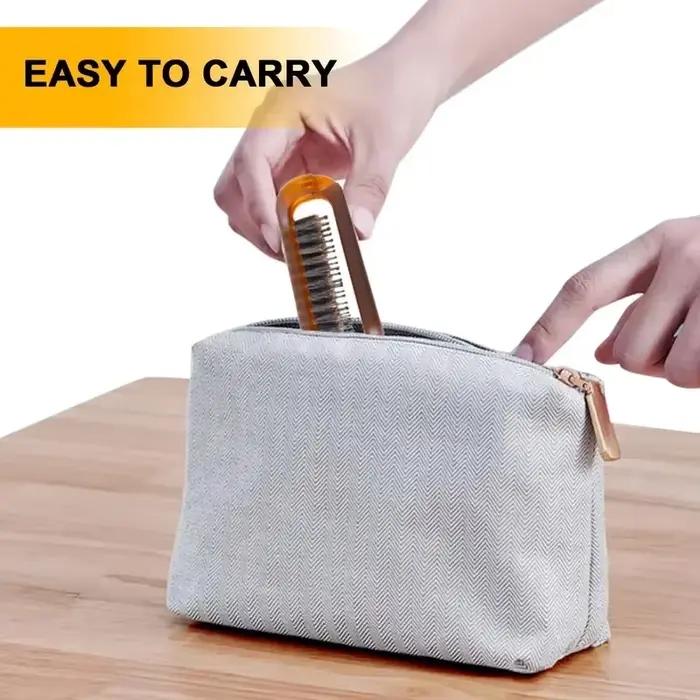 Peigne à cheveux pliable portable en poils de sanglier