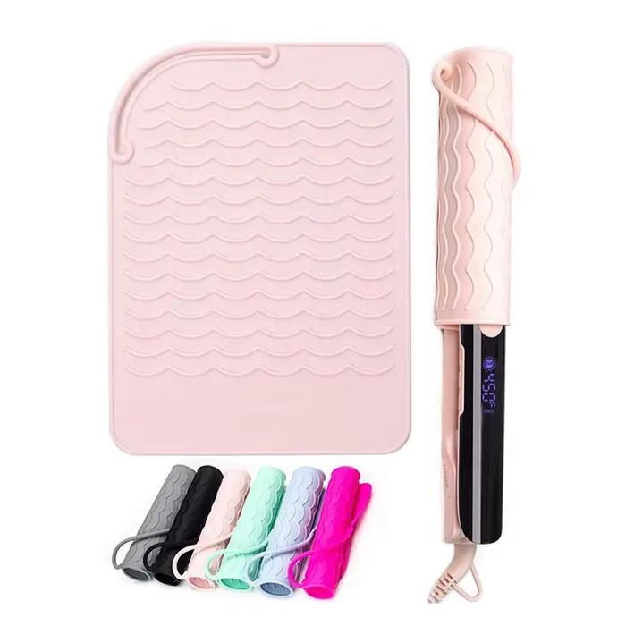 Tapis en silicone pour fer plat et étui de voyage pour outils de cheveux