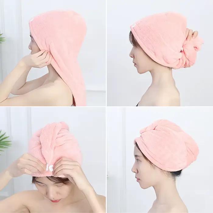 Bonnet de douche en microcarence à séchage rapide pour cheveux longs pour femmes