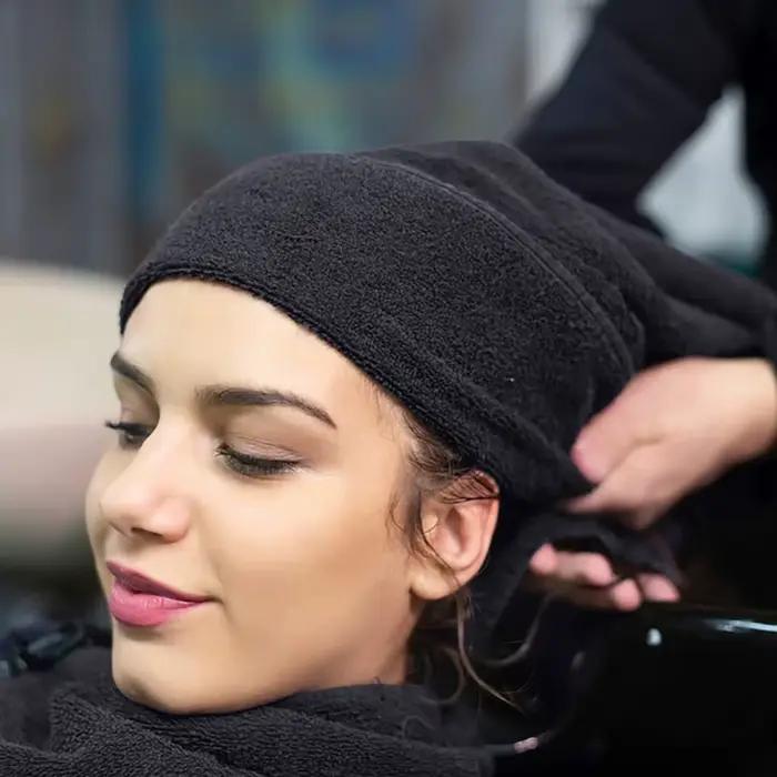 Ensemble de serviettes de séchage pour cheveux en microfibre noire