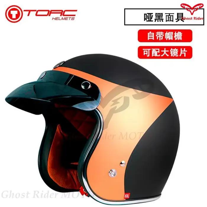 Casque de moto rétro TORC T50 pour hommes et femmes, casque demi-coque homologué DOT, idéal pour la conduite estivale en scooter ou moto