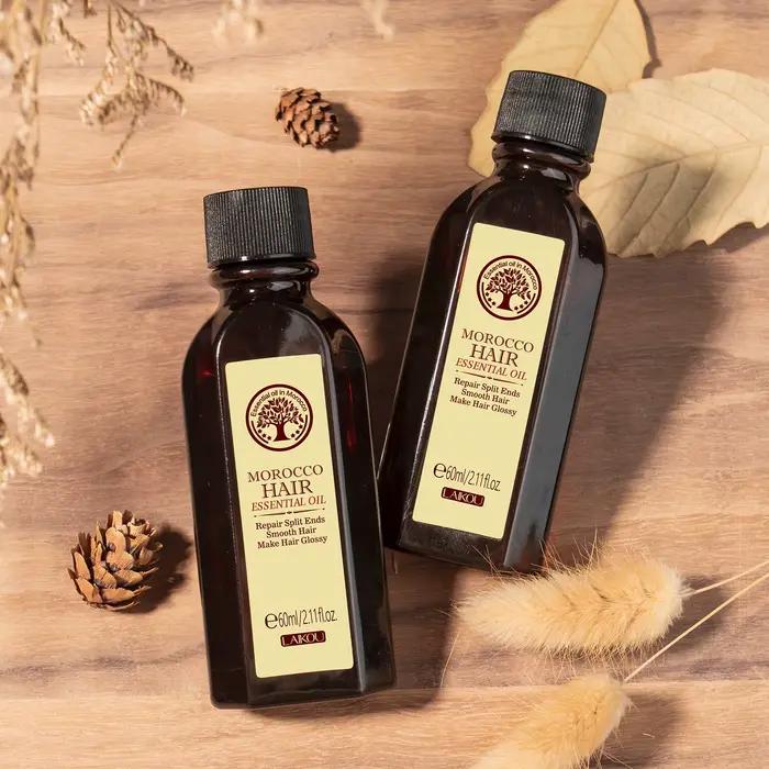 LAIKOU Maroc Huile d'Argan 1 + 1 Soin Capillaire Réparateur Sec Abîmés Traitement 60ml