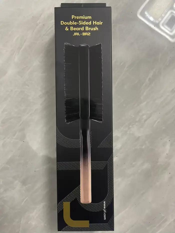 JRL Vintage barbier pommade brosse à cheveux pour hommes avec manche en bois barbe Double face poils de sanglier purs