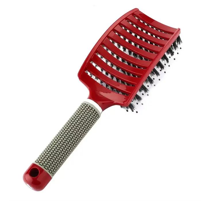 Brosse à cheveux professionnelle en poils de sanglier incurvés