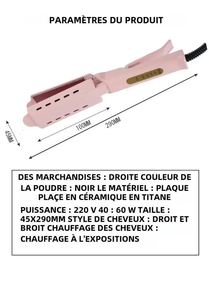 Lisseur de cheveux rose à quatre réglages de température
