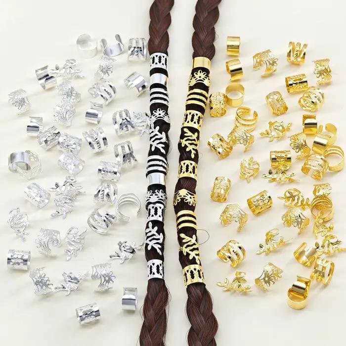 Bijoux de cheveux élégants en alliage doré pour tresses