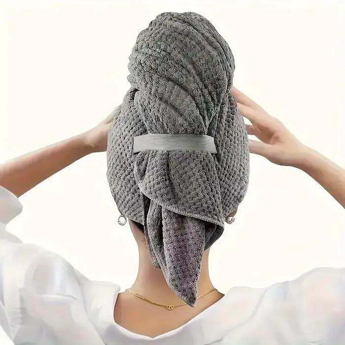 Serviette turban en microfibre gaufrée pour séchage rapide des cheveux