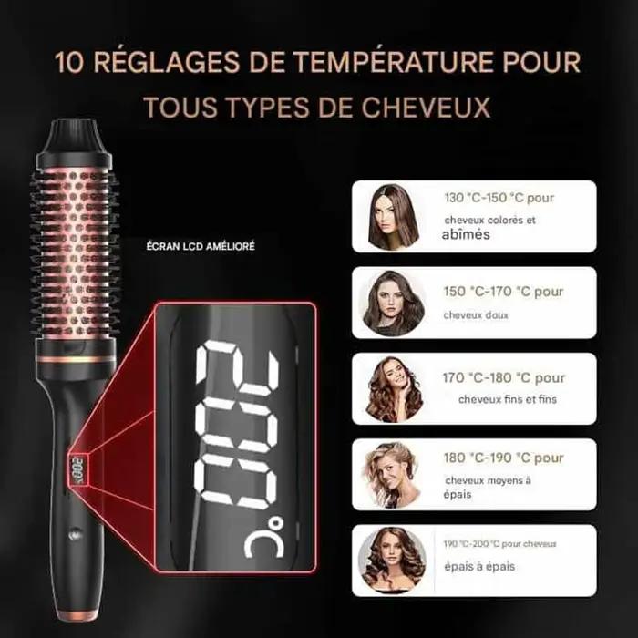 Brosse thermique peigne coiffant électrique chauffage rapide Anti-brûlure 3 en 1 lisseur