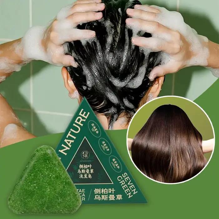 Savon Shampooing Usman Grass & Platycladi Traitement Naturel pour la Croissance des Cheveux Anti-Chute Renforce les Racines Cuir Chevelu Sain Barre Capillaire aux Herbes