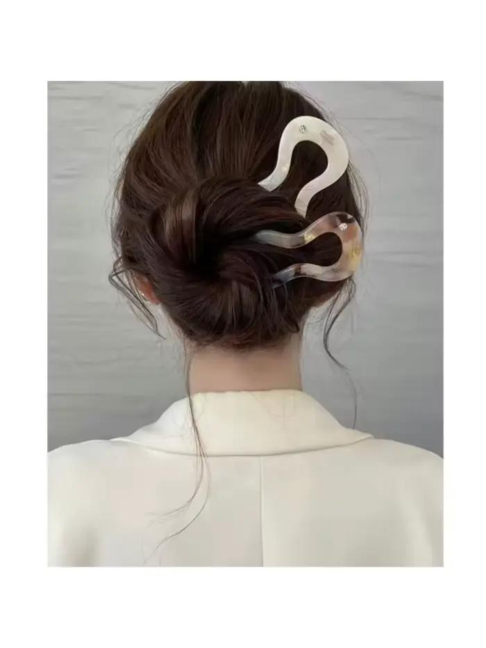 2025 nouvel accessoire de cheveux tempérament Simple en forme de U acétate épingle à cheveux ronde épingle à cheveux chignon en forme de cheveux rond accessoire de cheveux