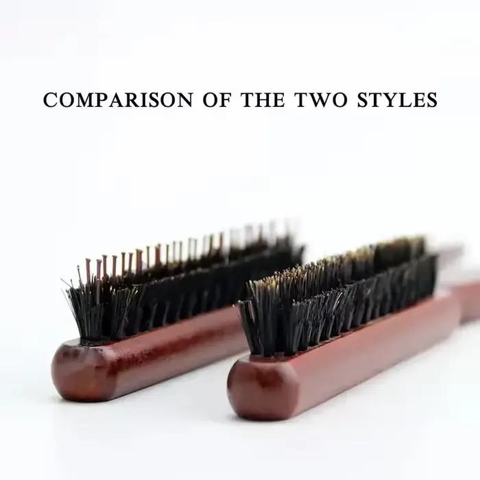 Ensemble de brosses à cheveux en poils de sanglier pour hommes et femmes, peigne à barbe, brosse à pommade, peigne pour taquiner les cheveux, outil de coiffure volumisant, peigne pour Salon de maison