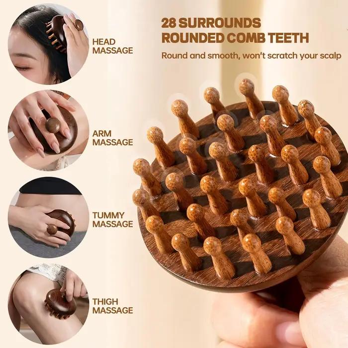 Brosse de massage du cuir chevelu en bois de qualité supérieure