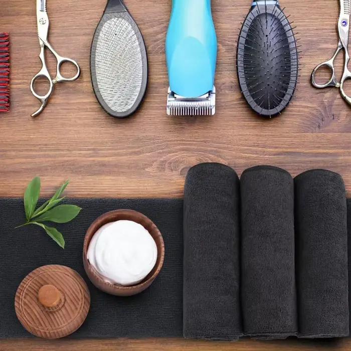 Ensemble de serviettes de séchage pour cheveux en microfibre noire